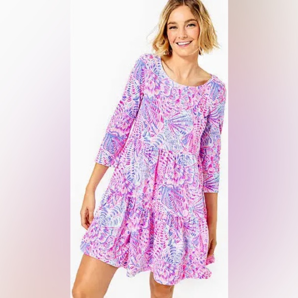 Lilly Pulitzer Pink and Purple Ruffled Tiered Sundress